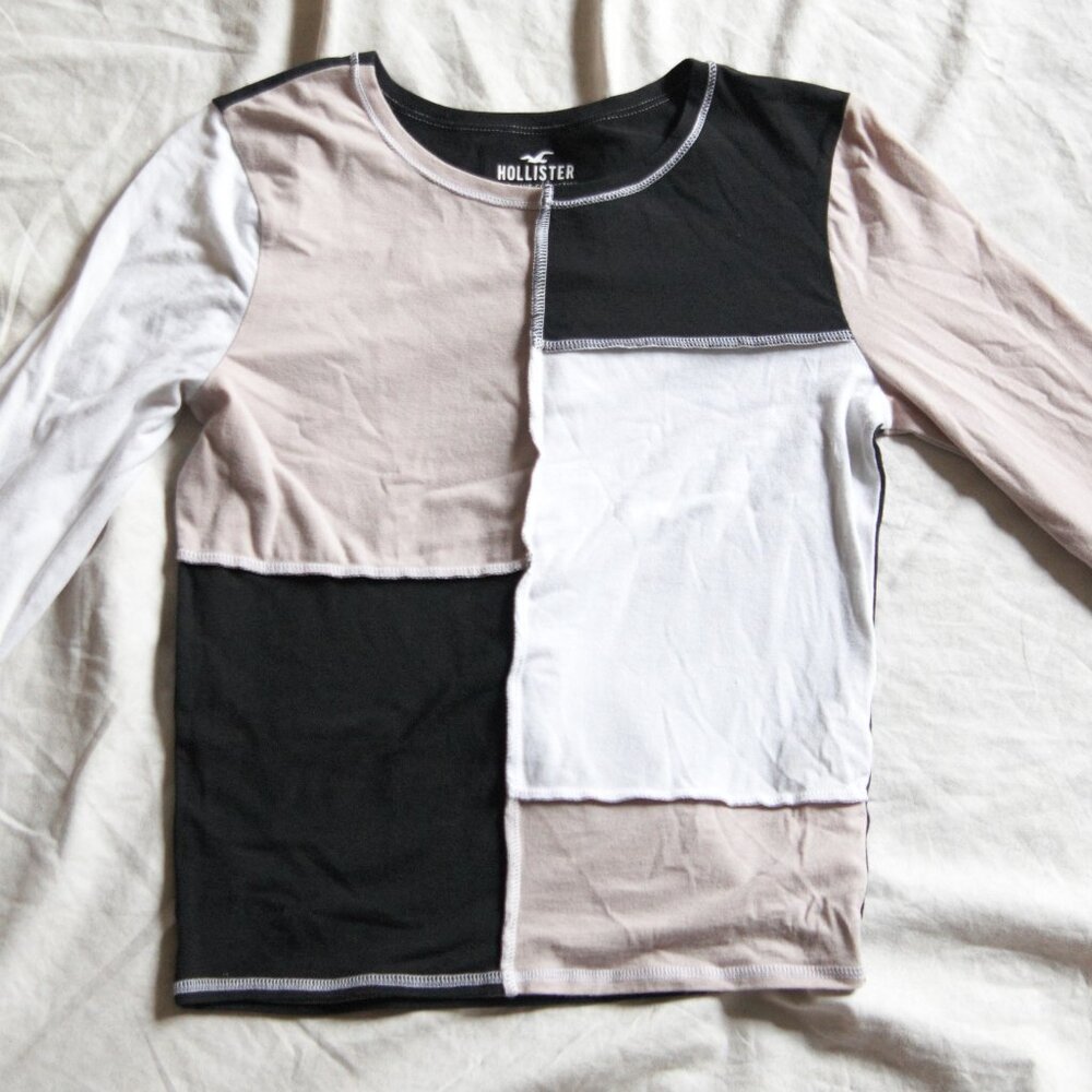 Hollister Medium Baby Tee Long Sleeve Patchwork